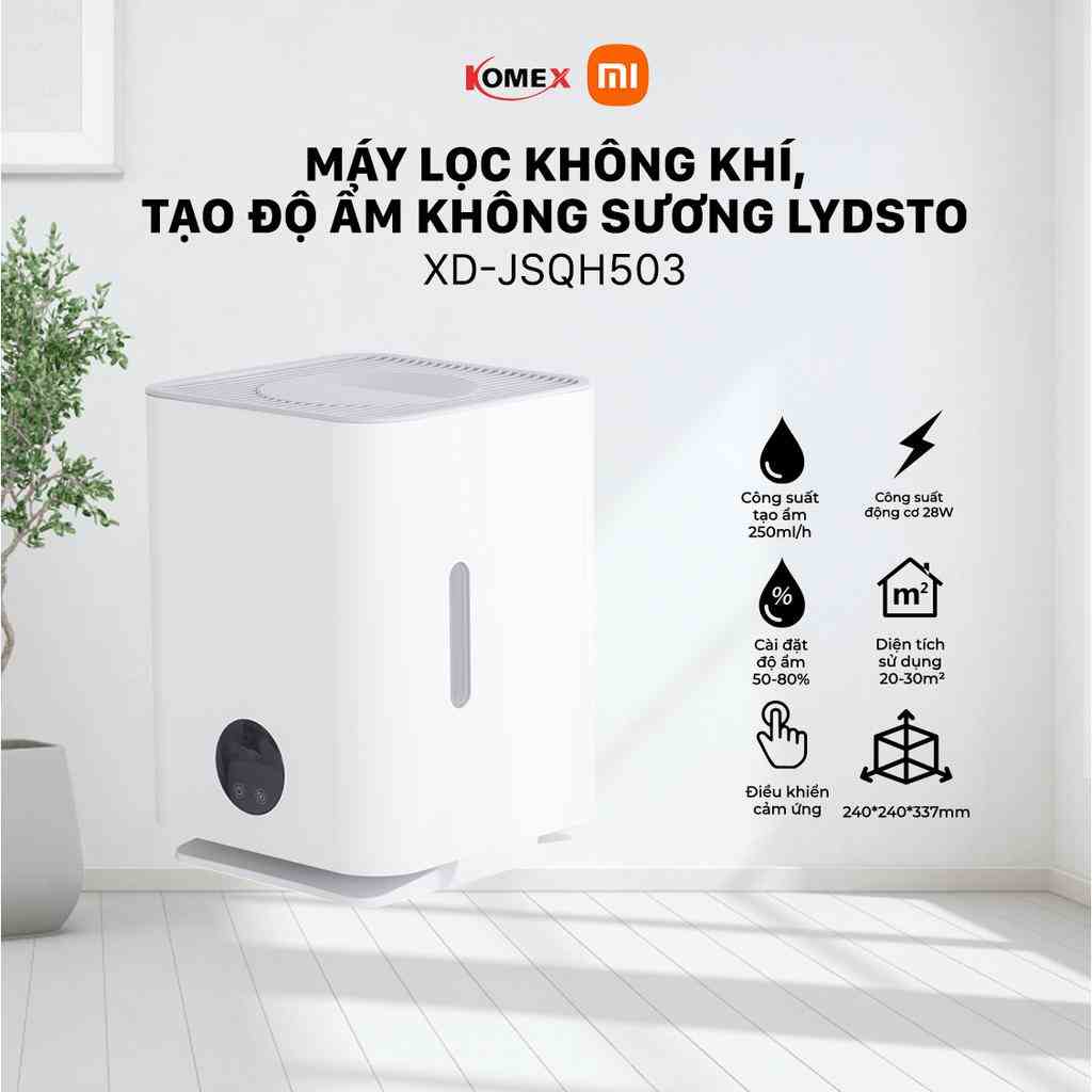 Máy tạo độ ẩm không khí phun sương Lydsto H5 khử trùng bằng tia UV hàng chính hãng - komex