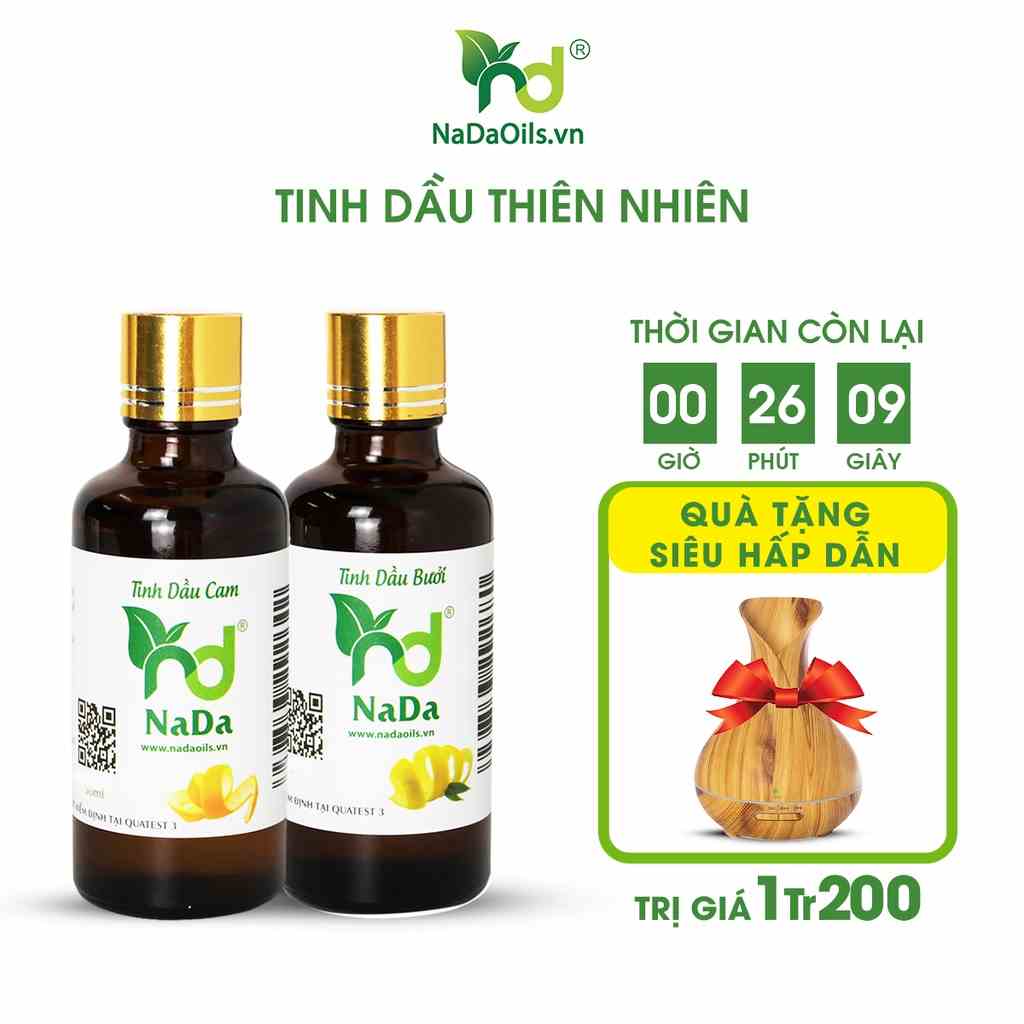 Combo 2 chai tinh dầu Cam - Bưởi, thơm phòng NaDa Oils 100ml - Giúp Thư Giãn, Làm Thơm, Khử Mùi Phòng