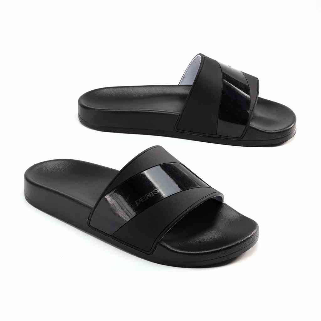 Dép quai ngang Denis Unisex Slipper DC01 đế PU quai PVC màu xanh viền xám Ngoài trời