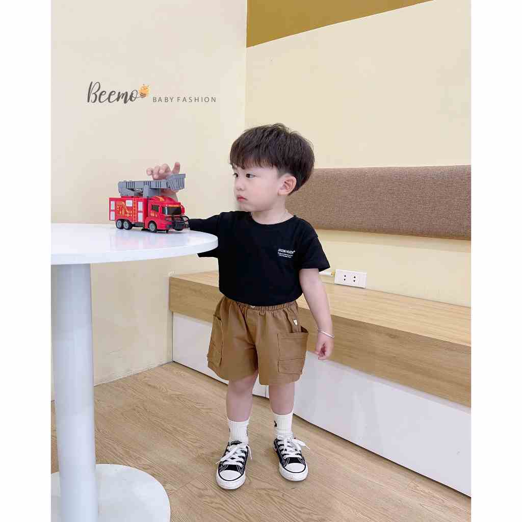 Bộ quần áo Jason cho bé trai Beemo,Chất áo cotton xược mềm mát in chữ tinh tế, quần kaki Hàn thoáng mát B305