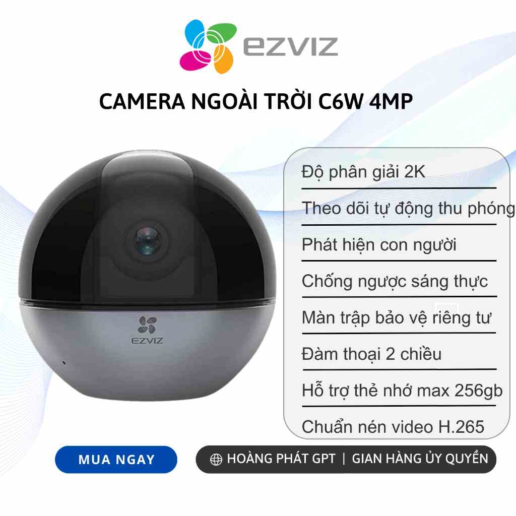 [Mã BMLTA35 giảm đến 35K đơn 99K] Camera Trong Nhà WIFI, Xoay 360, Độ Nét Cao EZVIZ C6W 4M 2K Chính Hãng BH 24TH