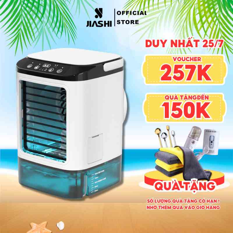 Quạt điều hòa hơi nước mini JIASHI máy lạnh mini để bàn 3 tốc độ gió thổi phun sương kép tiết kiệm điện QDH01