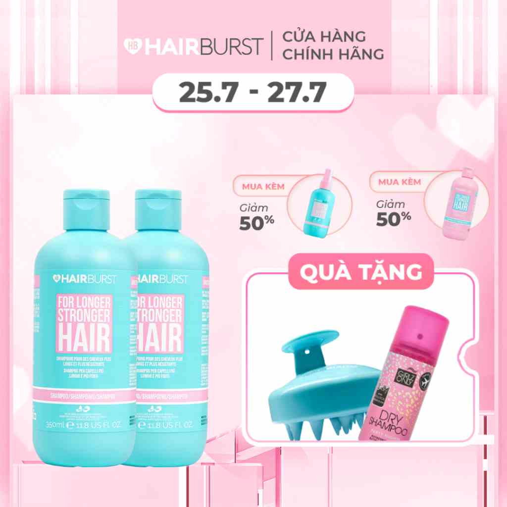 Combo 2 Dầu gội HAIRBURST hỗ trợ mọc tóc dài hơn chắc khỏe hơn 350ml/chai