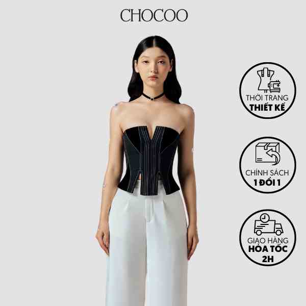 Áo Mugsy Corset Chocoo Thiết Kế Chất Liệu Nhung Sớ Gân Cao Cấp