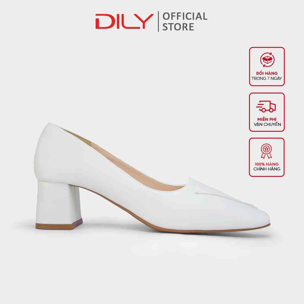 Giày cao gót bít mũi nữ DILY gót vuông mũi nhọn cơ bản công sở 5cm_AA0397