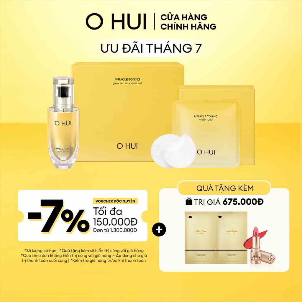 Set tinh chất sáng da căn bóng chứa AHA/PHA giúp da săn chắc rạng rỡ Ohui Miracle Toning Glow Serum Special Set - 2 món