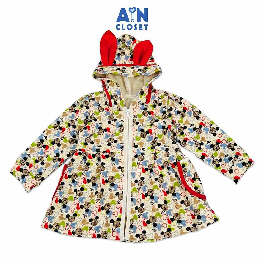 Áo khoác có nón bé gái họa tiết Mickey Xanh thun tổ ong. - AICDBGUZZ5QX - AIN Closet