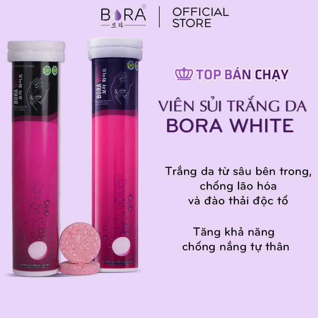 [Mã BMLTB200 giảm đến 100K đơn 499K] COMBO 2 Viên Sủi Trắng Da BORA WHITE Mờ Nám Giúp Làn Da Trắng Hồng Rạng Rỡ 40 viên