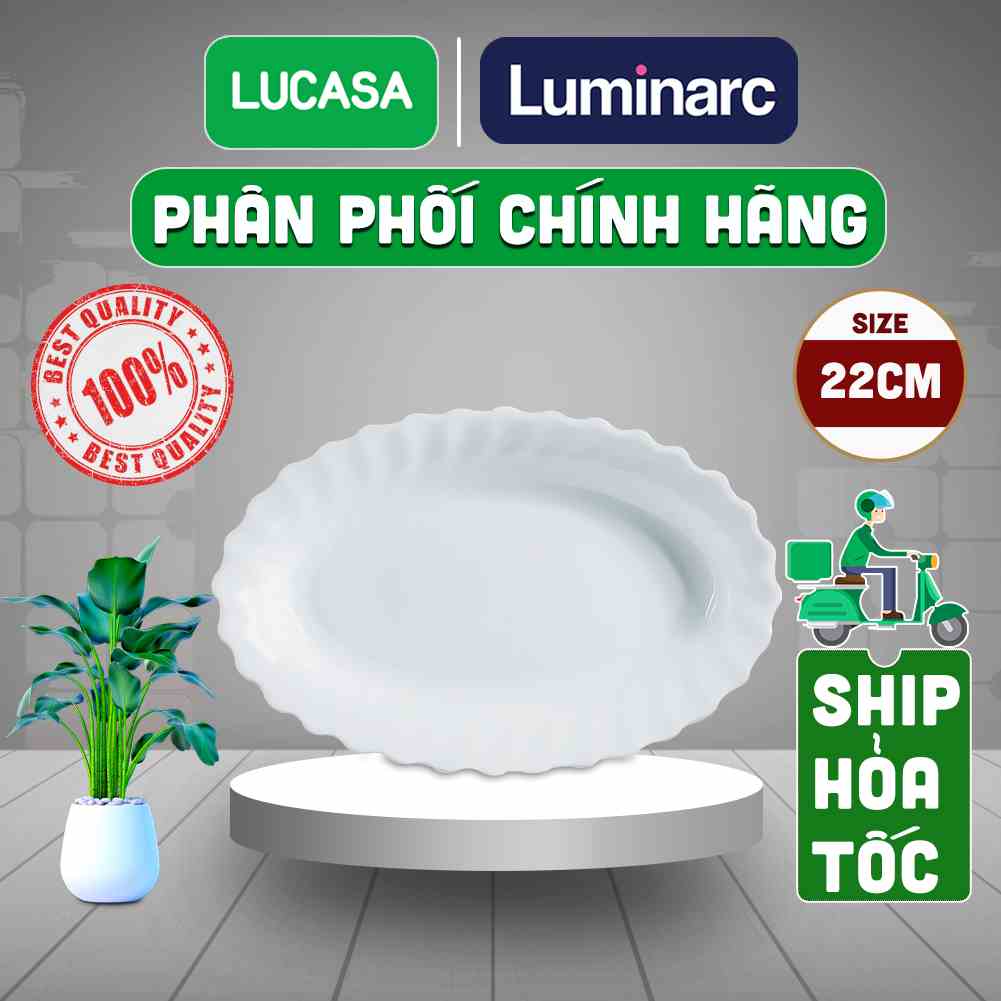 [Mã BMLTA35 giảm đến 35K đơn 99K] Đĩa Thủy Tinh Luminarc Trianon Oval Trắng 22cm - L3648 | Phân Phối Chính Hãng