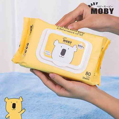 Combo 03 Gói khăn ướt tinh khiết Moby Baby Thái Lan (80 tờ/gói)