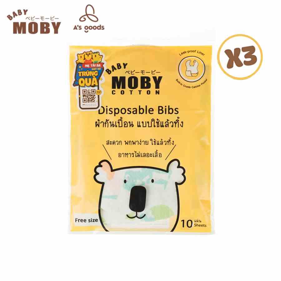 03 Yếm giấy chống thấm Moby (10 chiếc/ gói)