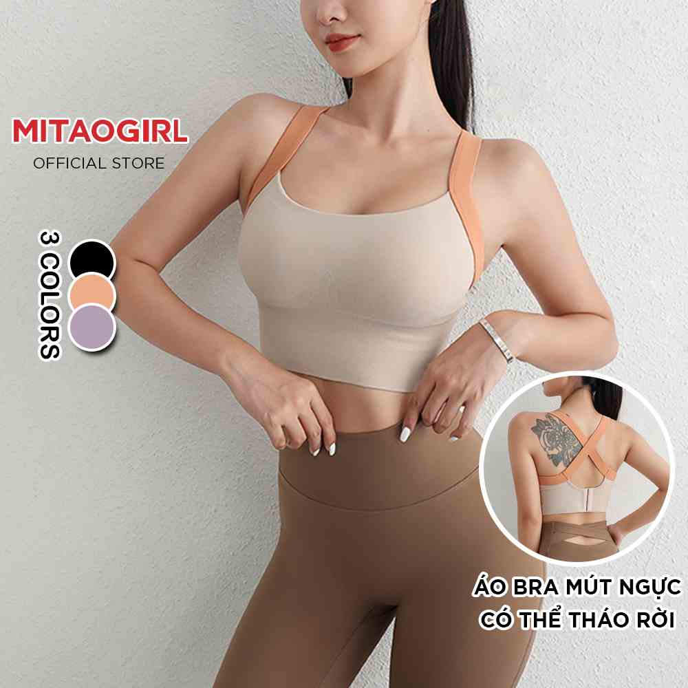 Áo bra tập gym yoga nữ MITAOGIRL mút cố định dây lưng đan chéo dáng thể thao chất dệt cao cấp co giãn nâng đỡ tốt