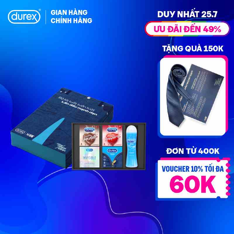 Combo Bao cao su và Gel bôi trơn Durex cho lần đầu mạnh dạn - Tặng kèm Bí kíp yêu độc quyền