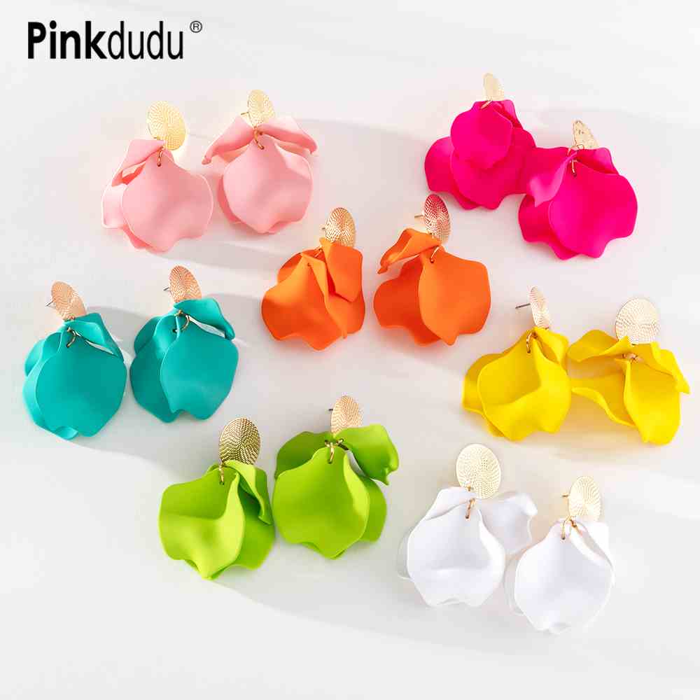 PINKDUDU Khuyên Tai Tua Rua Dáng Dài Họa Tiết Hoa Phong Cách Bohemian Thời Trang Cho Nữ PD1123