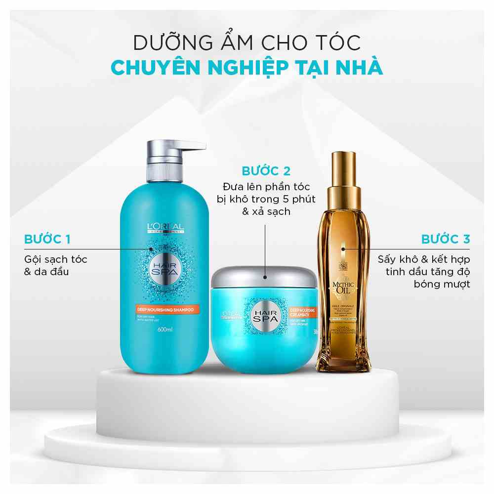 Bộ dầu gội xả(hấp) giúp tóc suôn mượt hair spa LOREAL deep nourishing shampoo - 600ml +500ml