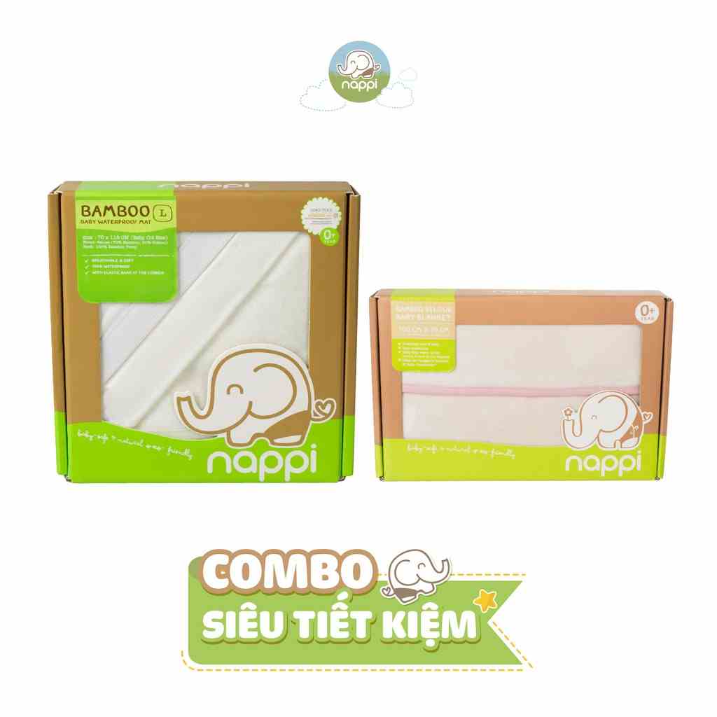 [COMBO SIÊU TIẾT KIỆM] Miếng lót đệm size M + Chăn sợi tre Nappi