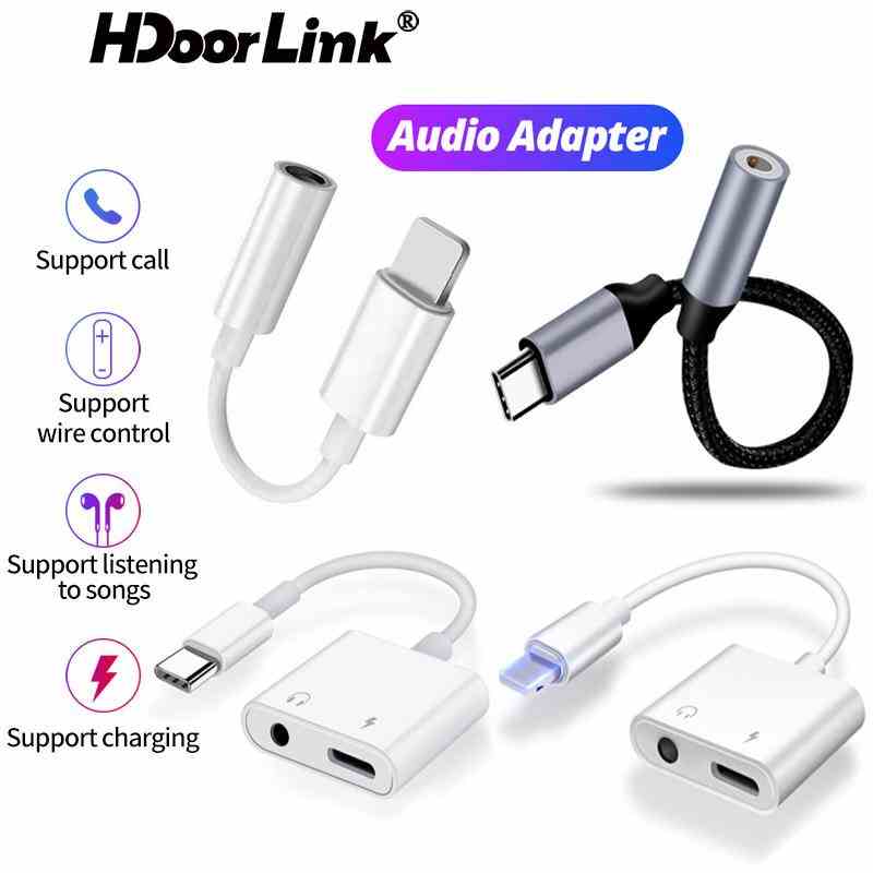 Dây cáp chuyển đổi âm thanh HDOORLINK Type C sang 3.5mm 2 trong 1 tiện lợi thích hợp cho điện thoại Android