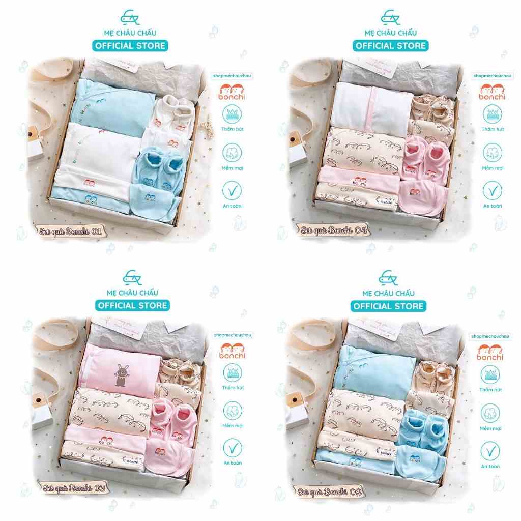 Set Combo Sơ Sinh Bonchi Baby 2 (Set gồm 2 Bộ Quần Ao, 2 Set Bao Tay, 2 Set Bao Chân Và 2 Mũ Bonchi)