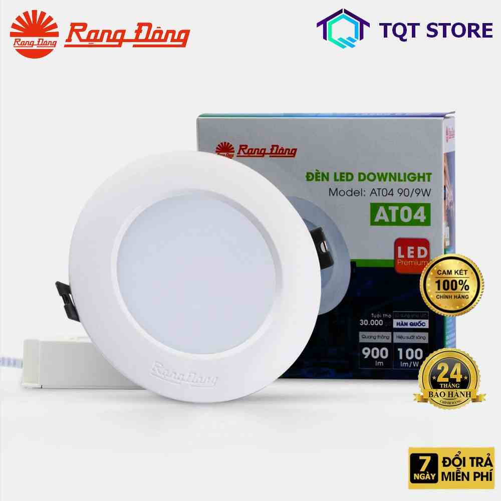 Đèn LED Downlight chính hãng Rạng Đông AT04 90/9W 3000K SS/ 4000K SS/ 6500K SS