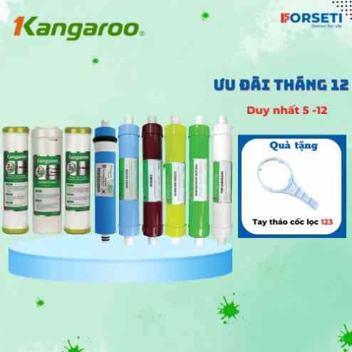 Trọn bộ 9 lõi lọc nước Kangaroo chính hãng dùng cho máy lọc nước Kangaroo KG109A KV