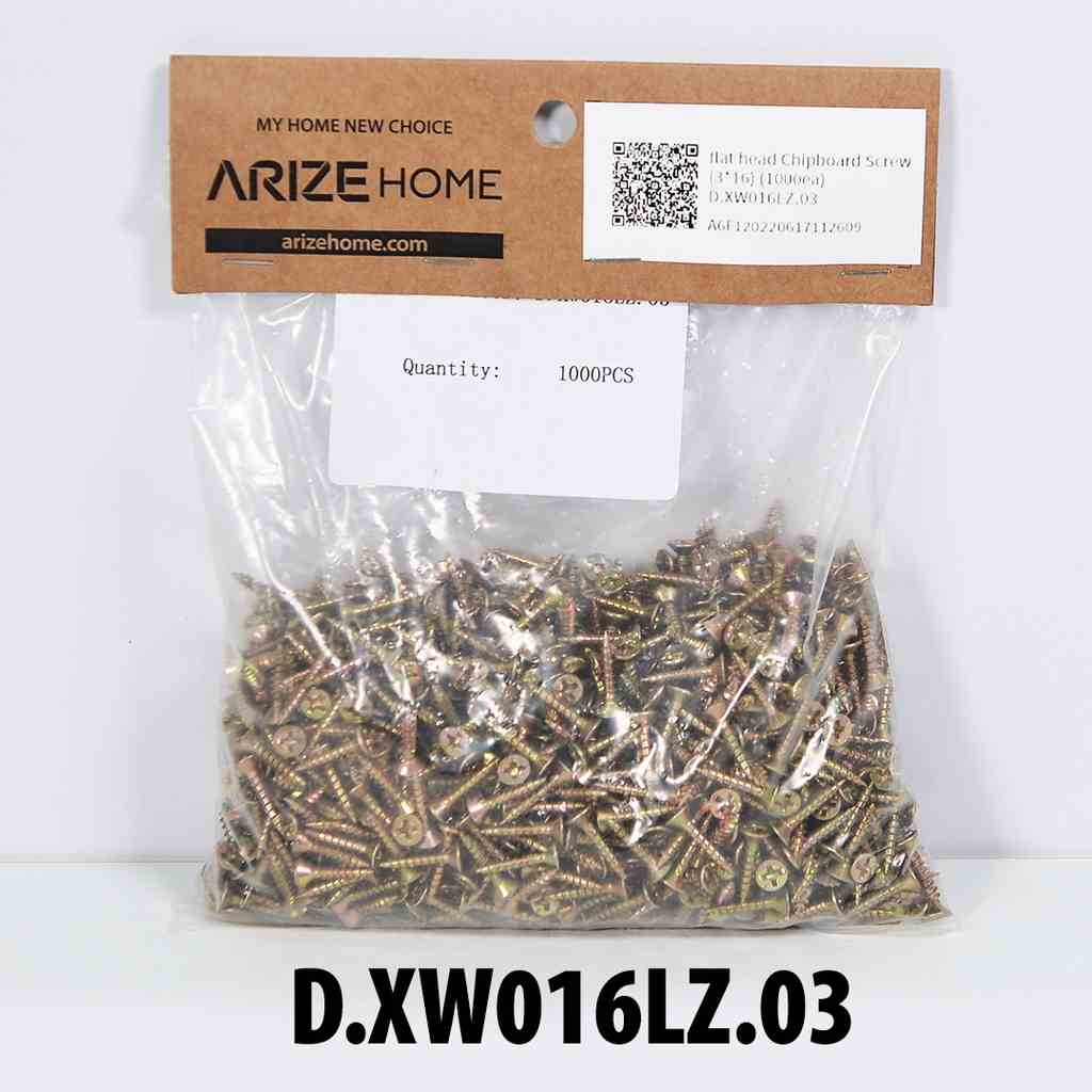 [Mã BMLTB200 giảm đến 100K đơn 499K] Vít ARIZE Screw D.XW016LZ.03 Đầu Bằng Có Ren ( Bịch 1000 Cái)