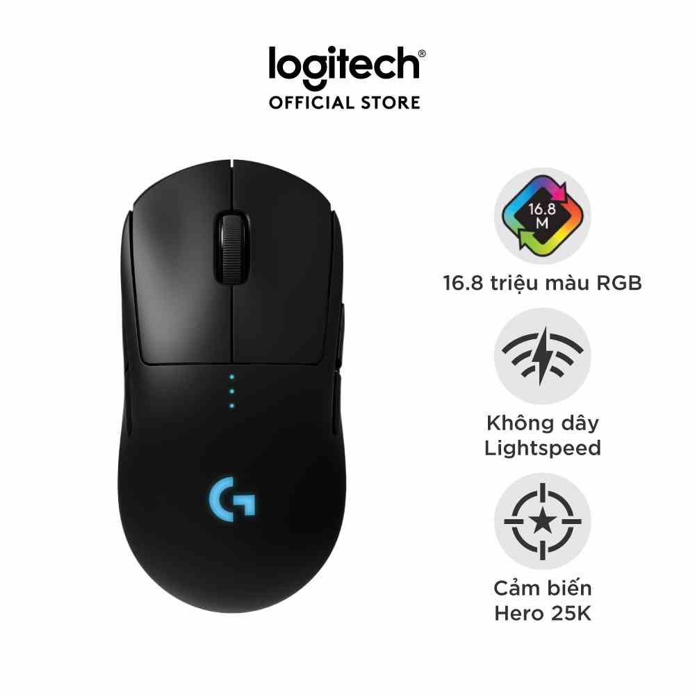 [Mã ELCL7 giảm 7% đơn 300K] Chuột game không dây Logitech G Pro Wireless - Nhẹ, cảm biến Hero 25k, RGB Lightsync