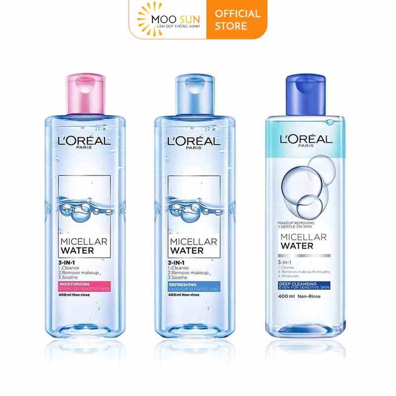 Nước tẩy trang làm sạch da 3in1 L’Oreal Micellar Water (400ml)