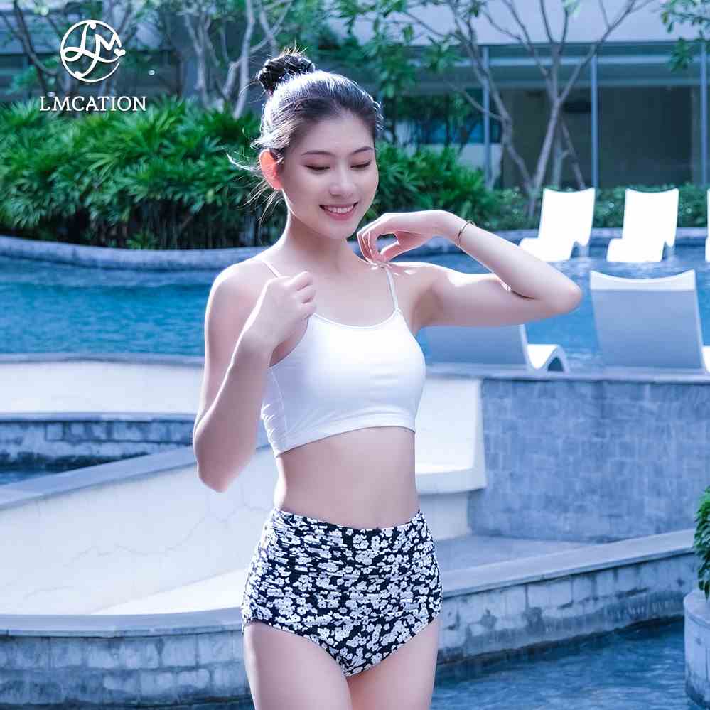 Bộ đồ bikini LMcation - Áo bikini thể thao LMcation Elisa Màu trắng & Quần Bơi Nữ Kiểu Nhún LMcation Sasha