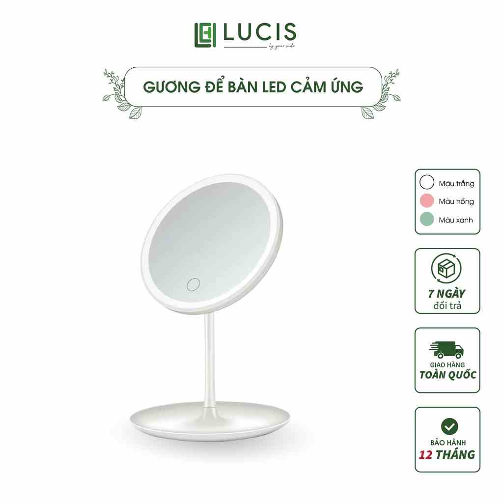 Gương Để Bàn Trang Điểm Có Đèn Led Cảm Ứng - 3 Chế Độ Ánh Sáng - Gương MakeUp Lucis Decor