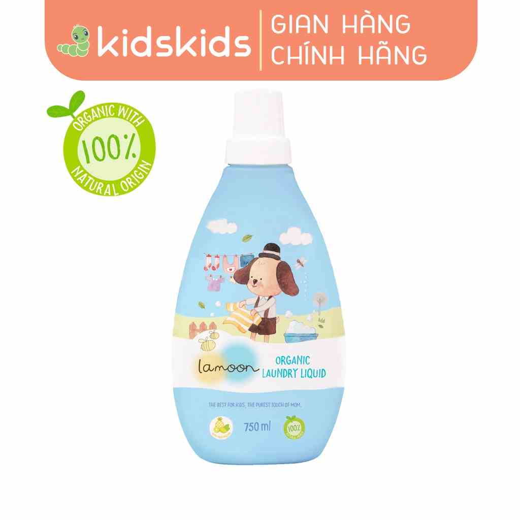 Nước giặt quần áo Organic cho bé Lamoon - Bình 750ml