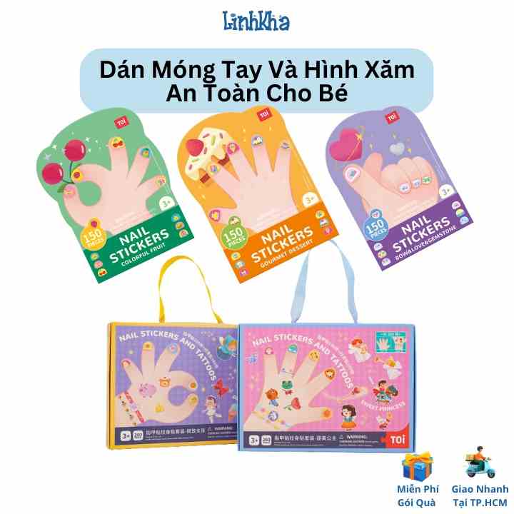 Đồ Chơi Hình Xăm Và Dán Móng Tay Nail Stickers And Tattoos - Cho Bé Từ 3 Tuổi+ (Hiệu TOI)