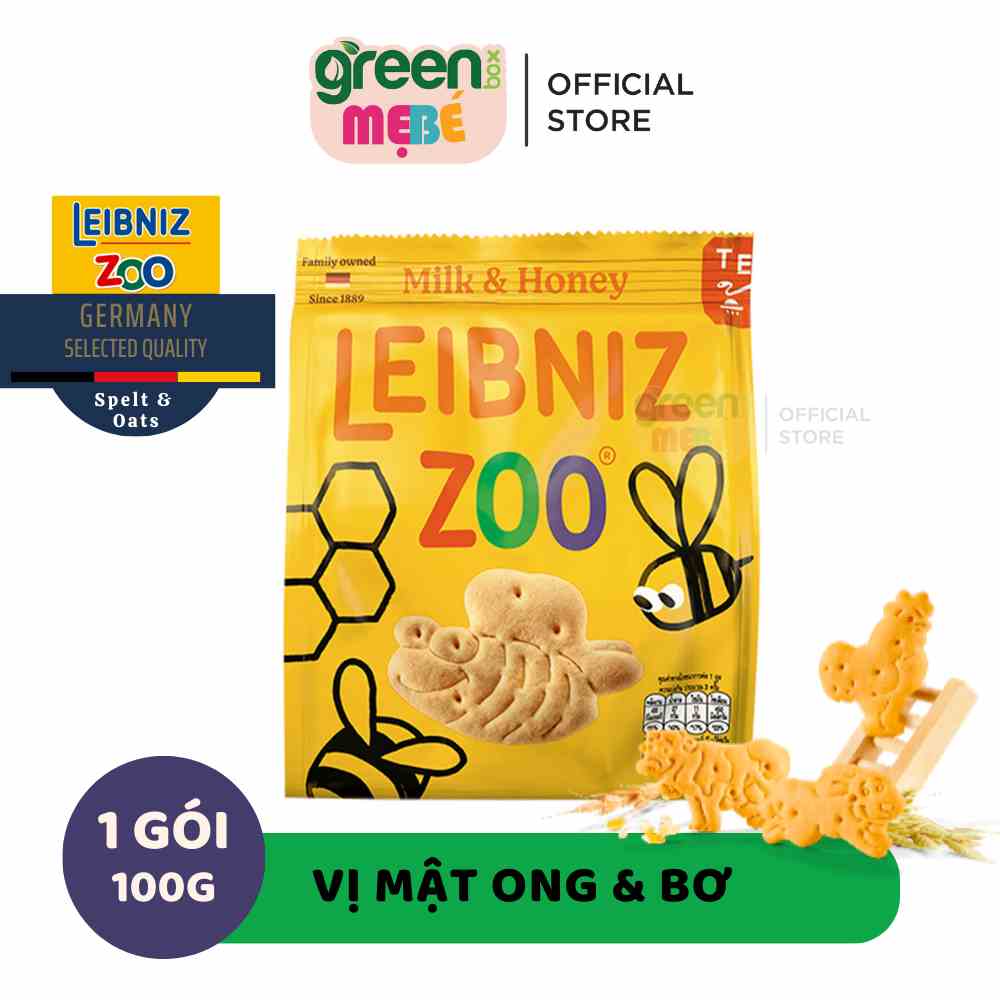 [Mã BMLTB200 giảm đến 100K đơn 499K] Bánh qui sữa và mật ong hình thú Leibniz Zoo Đức 100g đồ ăn nhẹ cho bé