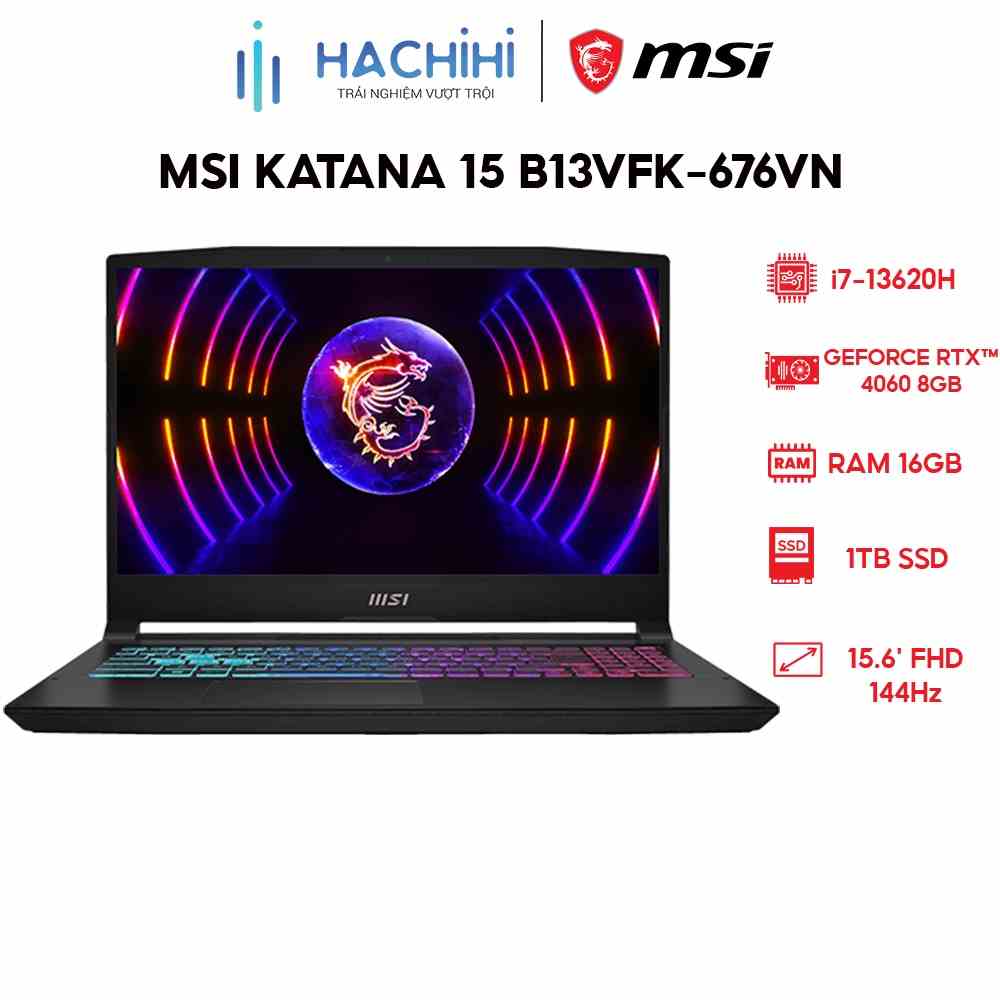 Laptop MSI Katana 15 B13VFK-676VN (i7-13620H | 16GB | 1TB | GeForce RTX™ 4060 8GB | 15.6 FHD 144Hz | Win 11)