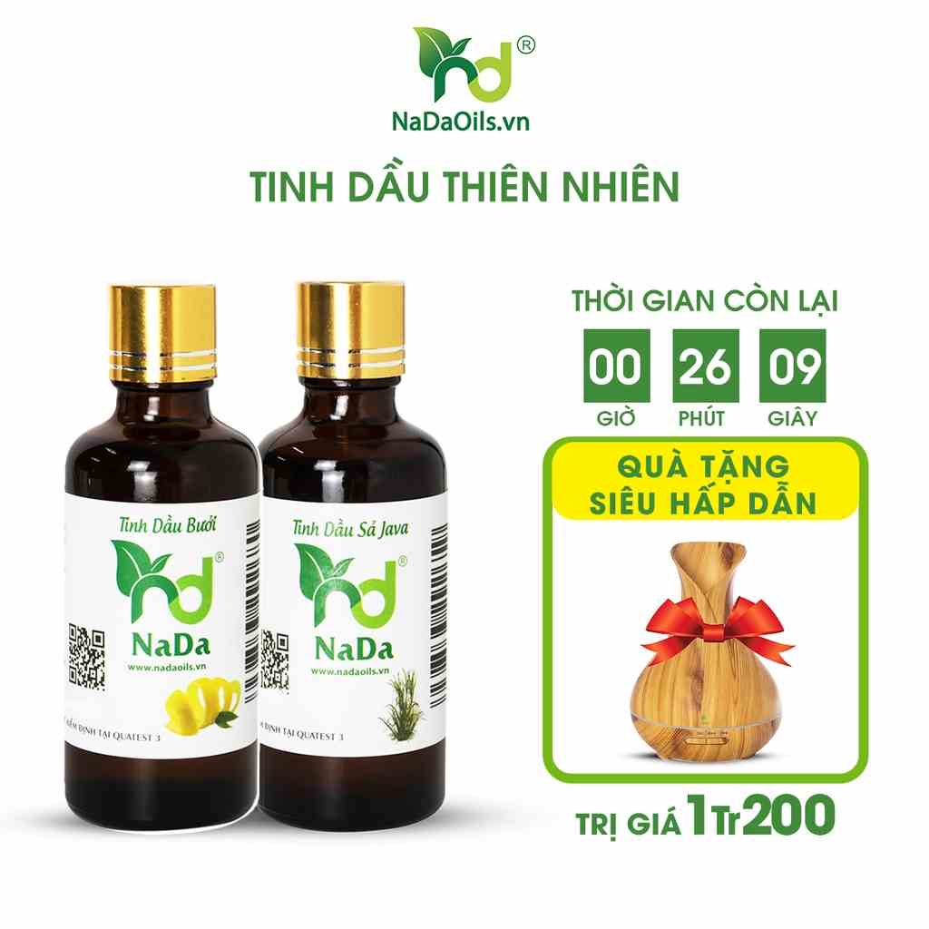 Combo 2 chai tinh dầu Sả Java - Bưởi, thơm phòng NaDa Oils 100ml - Giúp Thư Giãn, S,á,t K.h.u.ẩ.n, Khử Mùi Phòng