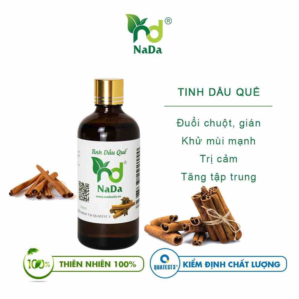 Combo 2 chai tinh dầu Sả chanh - Quế, thơm phòng NaDa Oils 100ml - Giúp Thư Giãn, Làm Thơm, Khử Mùi Phòng