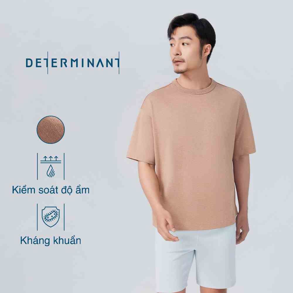 Áo thun nam cổ tròn DETERMINANT tay lỡ - kháng khuẩn - 100% cotton - màu nâu nhạt - T08