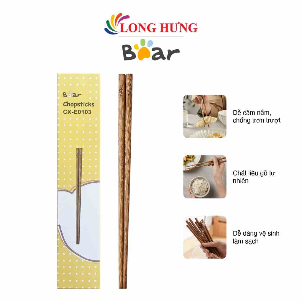 [Mã BMLTA35 giảm đến 35K đơn 99K] Đũa gỗ Bear CX-E0103 - Hàng chính hãng