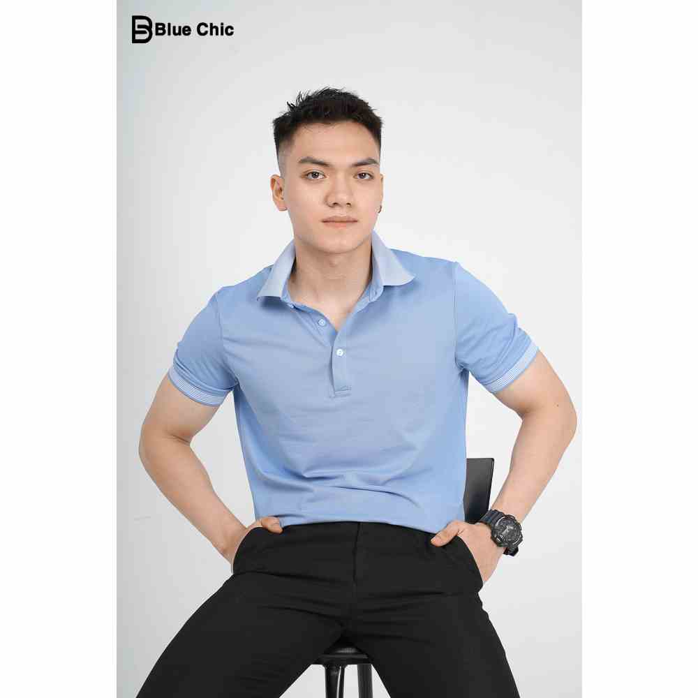 Áo polo Bluechic nam cao cấp cổ bẻ màu xanh da trời