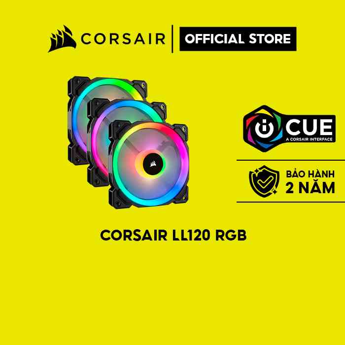 [Mã ELCL7 giảm 7% đơn 300K] Bộ 3 quạt máy tính Corsair LL120 RGB kèm Lighting Node PRO /CO-9050072-WW