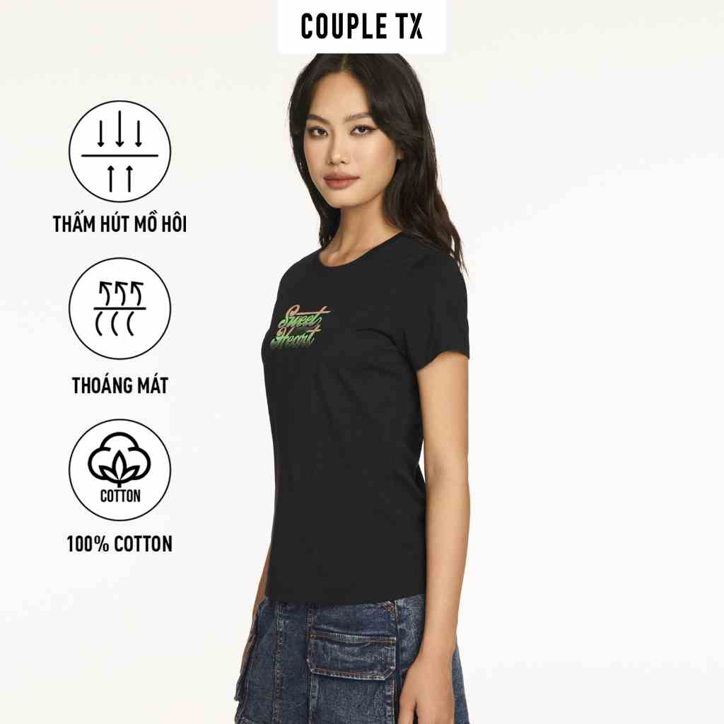 Áo Thun Nữ Couple TX Slim Fit In Typo Sweet Heart WTS 2287