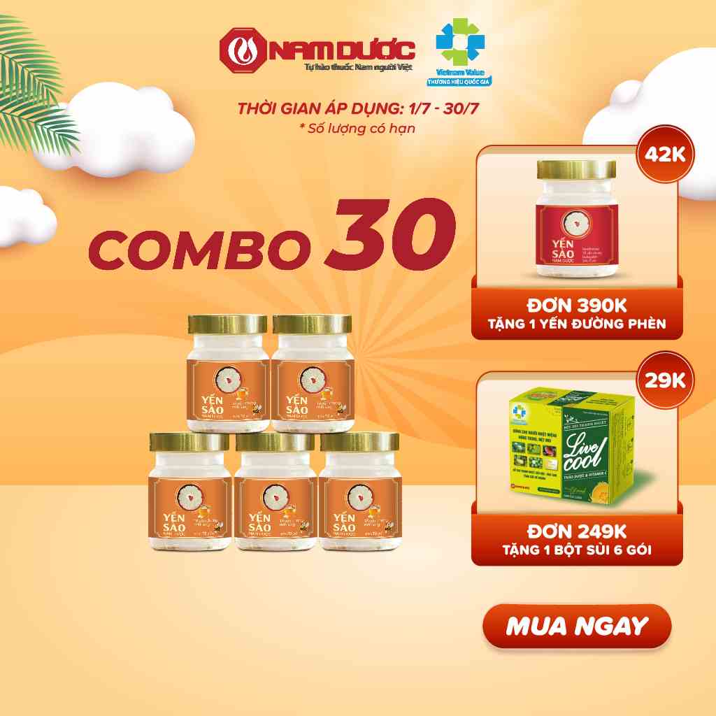 Combo 30 hũ Yến sào Nam Dược Tổ yến chưng mật ong giúp tăng sức đề kháng, bổ phổi, tốt cho hệ tiêu hóa