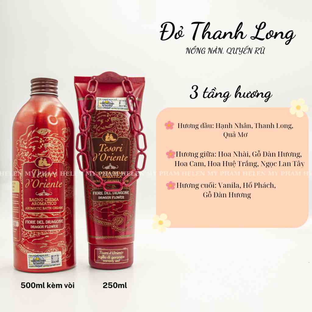 [Mã BMLTB35 giảm đến 35K đơn 99K] Sữa tắm Tesori D Oriente đỏ thanh long 250ml - 500ml