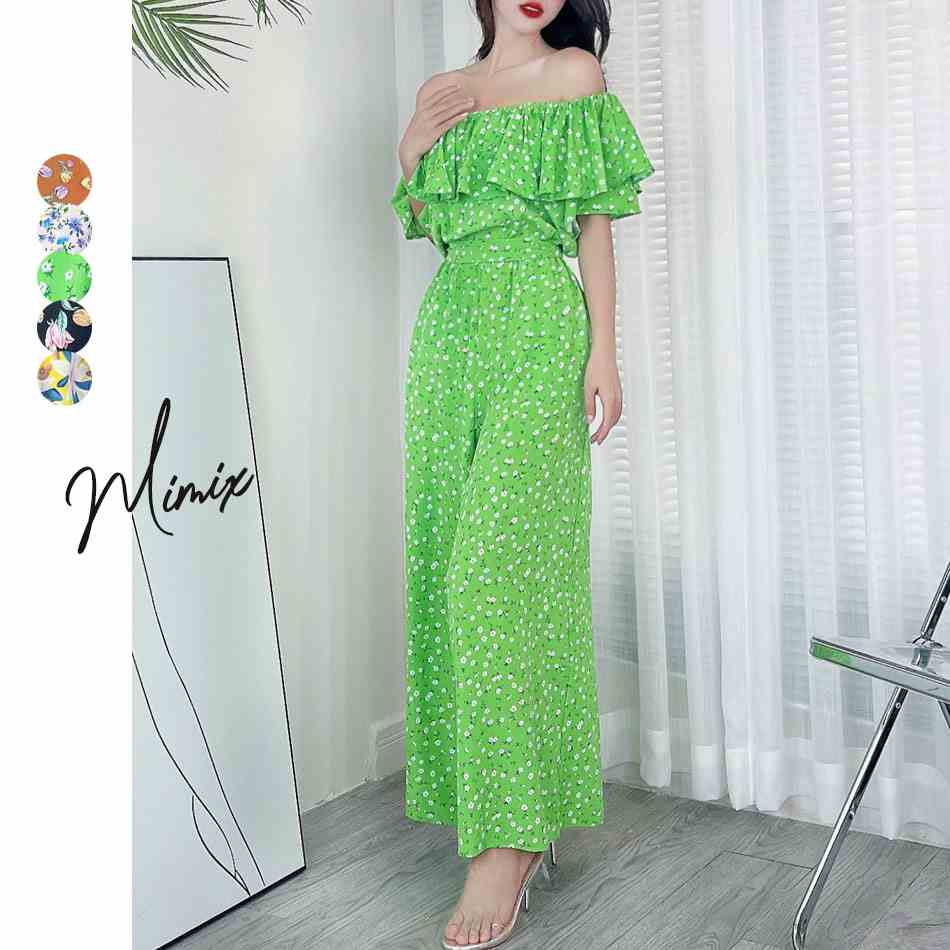 Jumpsuit hoa nữ bèo ngực rớt vai MIMIX CZ9185