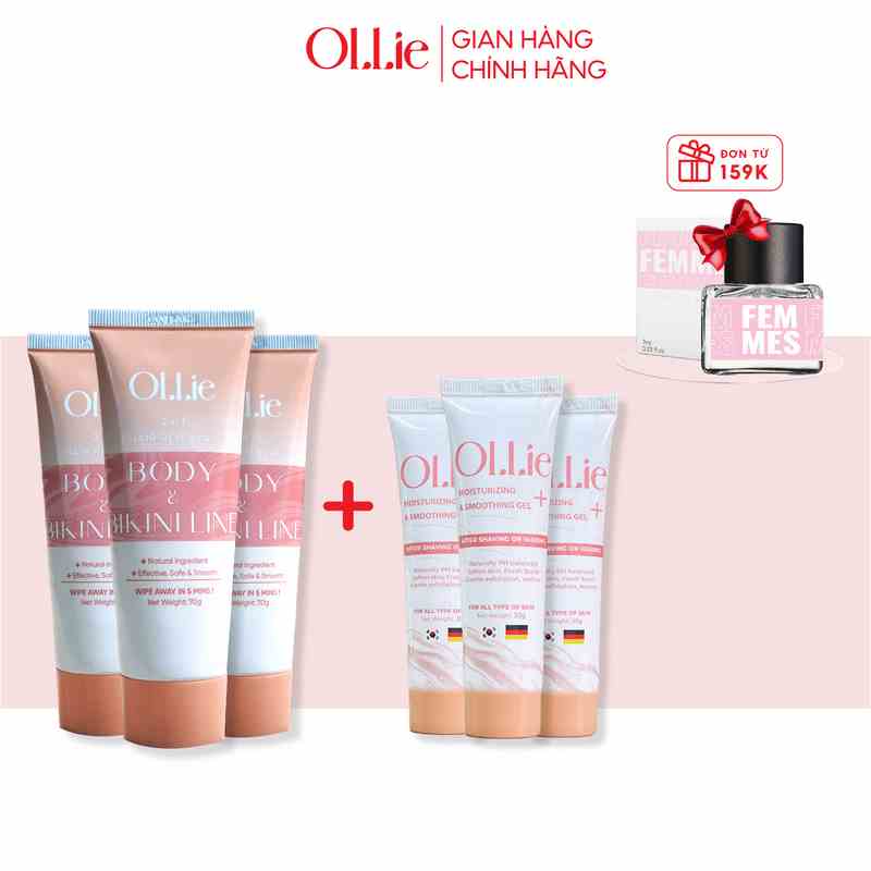 Combo 3kem tẩy lông Ollie + 3 kem dưỡng da làm chậm quá trình mọc lông Ollie