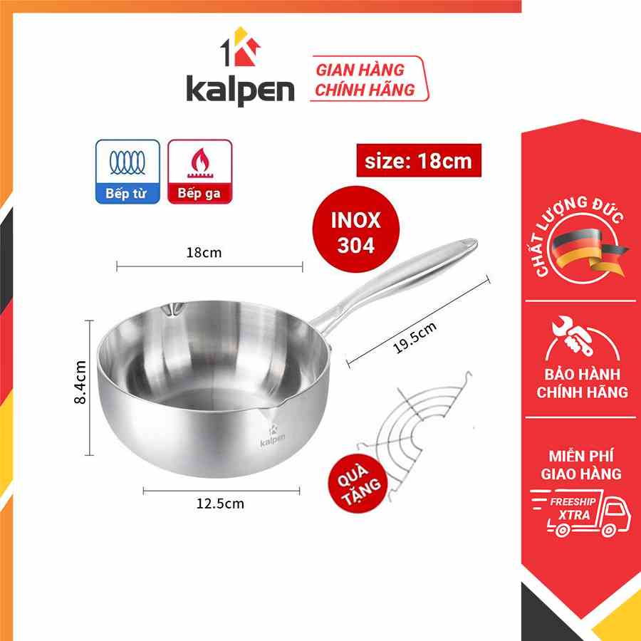 [Mã BMLTB200 giảm đến 100K đơn 499K] Chảo Inox 5 lớp liền khối miệng rót Kalpen Lager không chống dính