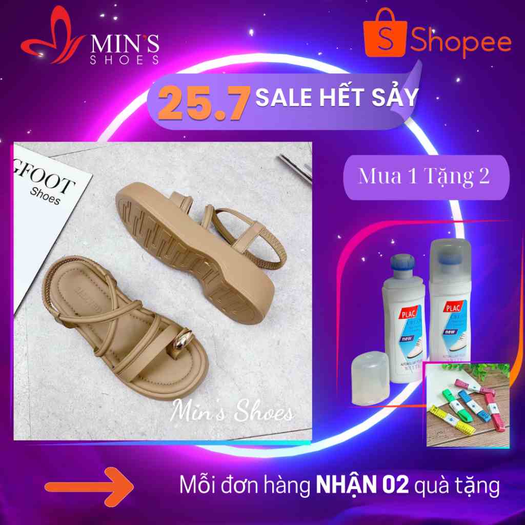 (MUA 1 TẶNG 2 - DUY NHẤT 25-27/07) Mins Shoes - Dép Sandal Dây Cao Cấp S538 Form Rộng Nên Đi Lùi Size