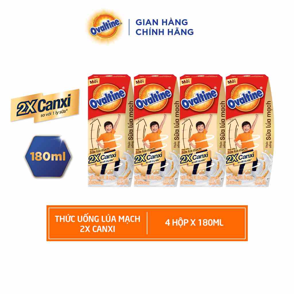 [Mã BMLTB35 giảm đến 35K đơn 99K] Thức uống lúa mạch gấp đôi Canxi Ovaltine (180ml x 4)