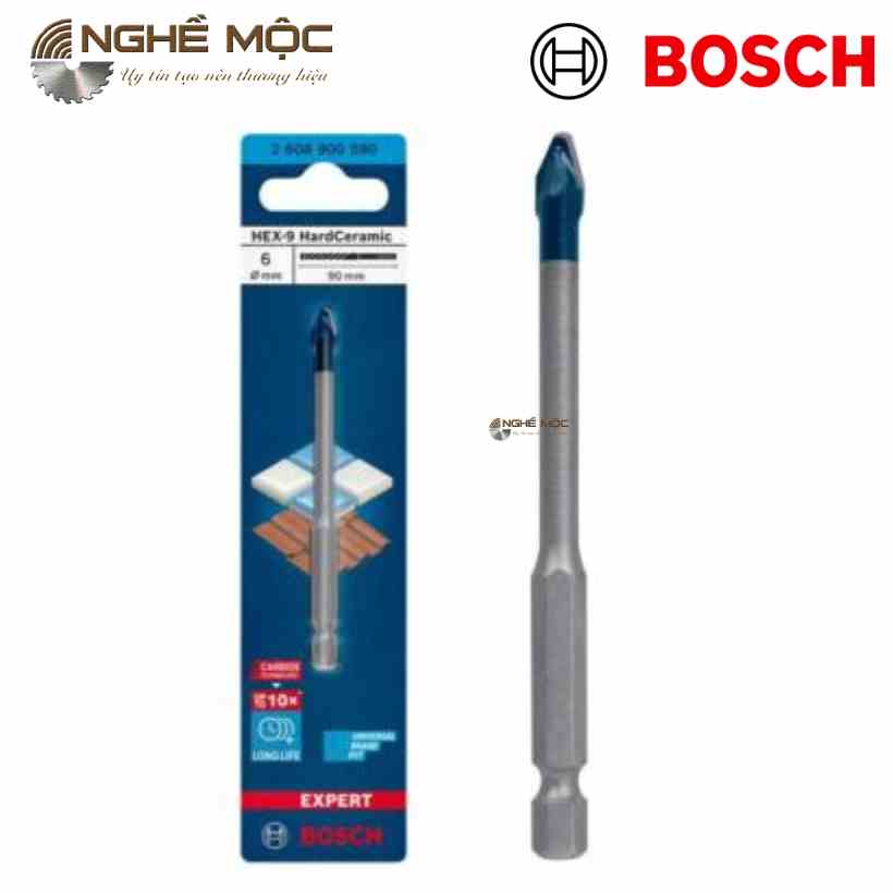 Mũi khoan gạch cứng BOSCH HEX-9 kích thước 6, 8mm