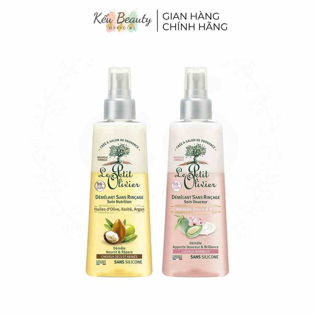 Xịt dưỡng tóc chiết xuất dầu Olive, dầu Argan, và sữa gạo giúp tóc giảm khô xơ, mỏng rụng Le Petit Olivier 150ml