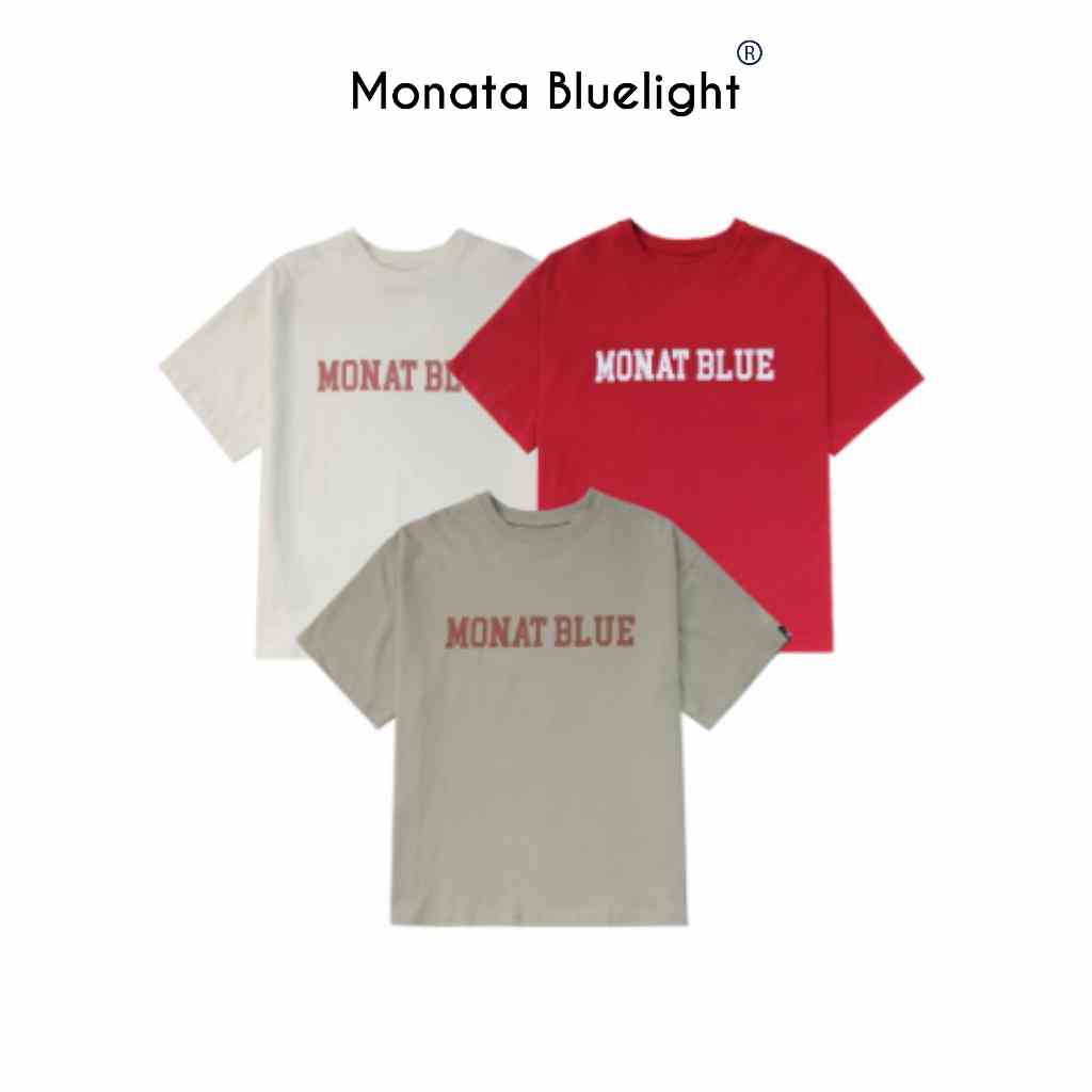 [Mua 2 giảm 7%] MONATA BLUELIGHT TEE BIGLOGO - Áo thun form rộng cotton cao cấp